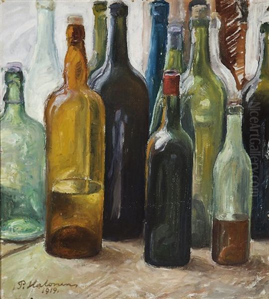 Still-life With Bottles Oil Painting by Pekka Halonen