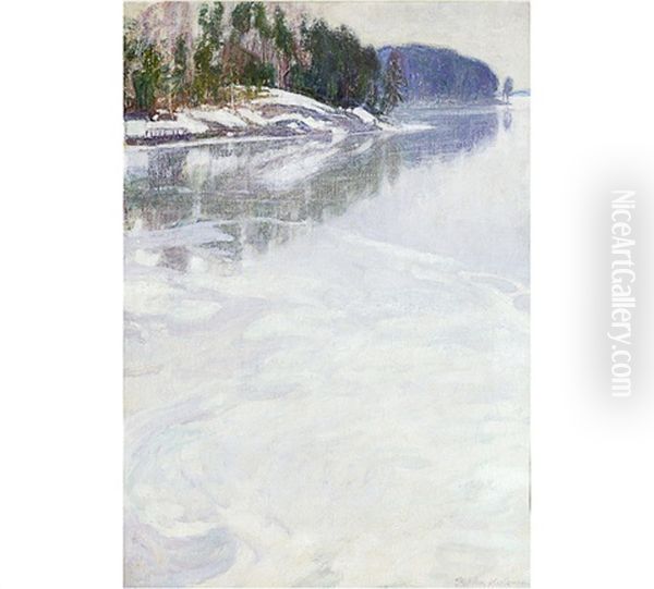 Breaking Ice Oil Painting by Pekka Halonen