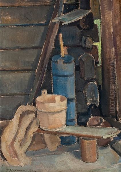 A Corner In The Sauna Oil Painting by Pekka Halonen