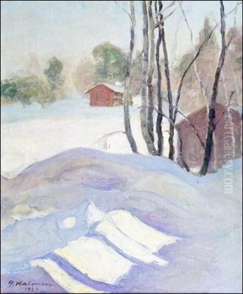 Aurinkoinen Talvipaiva Oil Painting by Pekka Halonen