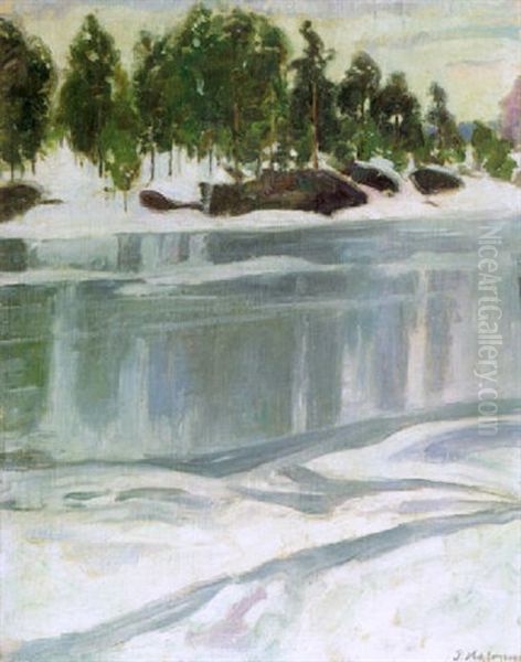 Kevatjaa Oil Painting by Pekka Halonen