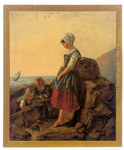 Shrimping Oil Painting by Francis Halpen