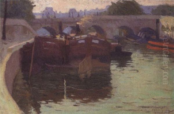 Le Pont-neuf A Paris Oil Painting by Samuel Halpert