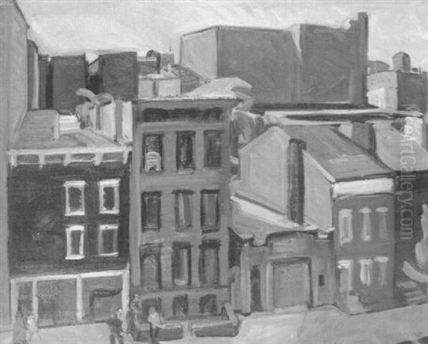 Tenement Buildings Oil Painting by Samuel Halpert