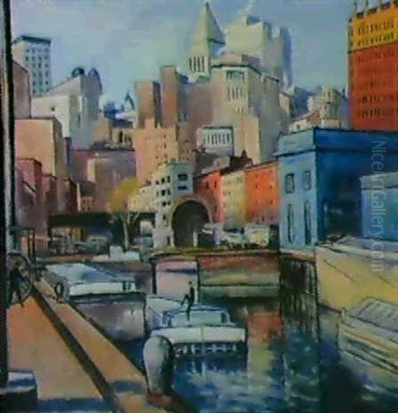 Downtown Oil Painting by Samuel Halpert