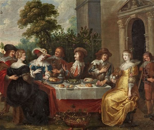 Festliche Gesellschaft Oil Painting by Dirck Hals