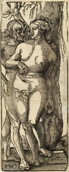 Adam And Eve Oil Painting by Hans Baldung Grien