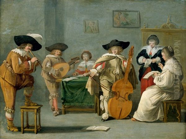 Musizierende Gesellschaft In Einem Interieur Oil Painting by Dirck Hals