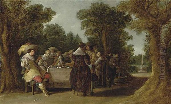 A Banquet With Elegant Company In A Wooded Landscape Oil Painting by Dirck Hals