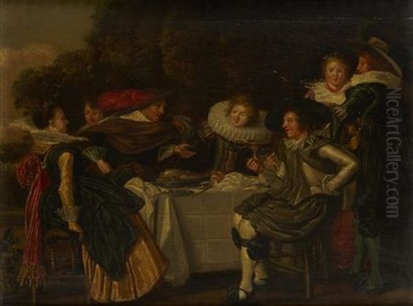 A Convivial Party Oil Painting by Dirck Hals