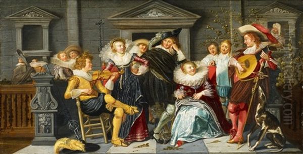 Merry Company Making Music On A Terrace Oil Painting by Dirck Hals