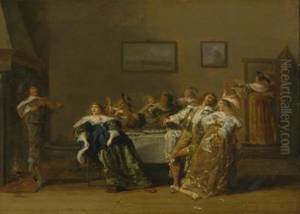 Elegant Company In An Interior Oil Painting by Dirck Hals