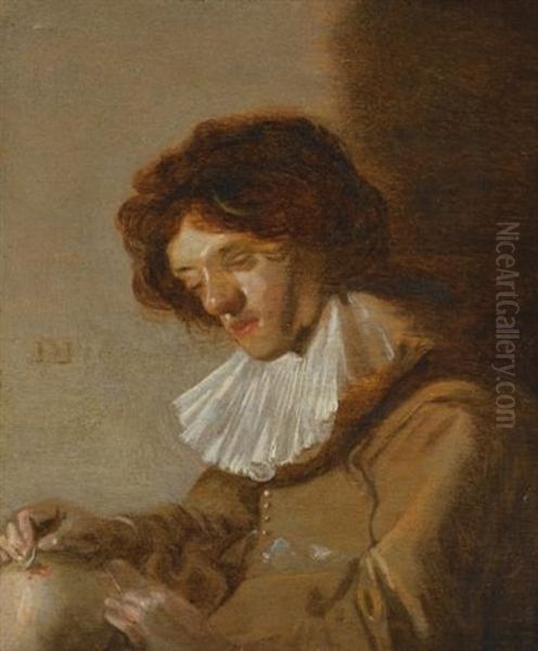 A Youth Holding A Flask Oil Painting by Dirck Hals