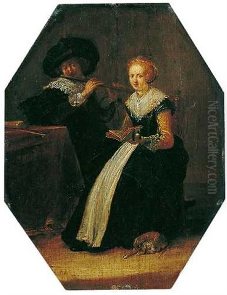 Musizierendes Paar Oil Painting by Dirck Hals