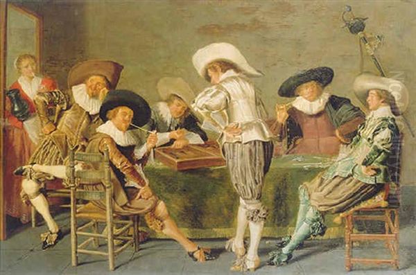 The Game Of Backgammon Oil Painting by Dirck Hals