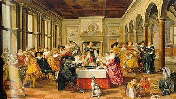 A Merry Company In A Palatial Interior Oil Painting by Dirck Hals