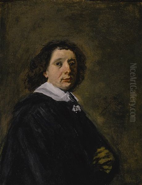 Portrait Of A Man, Half-length, Wearing A Black Cape With A White Collar Oil Painting by Frans Hals