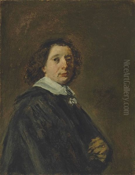 Portrait Of A Man, Half-length, In A Black Cape With A White Collar Oil Painting by Frans Hals