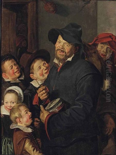 The Rommel Pot Player With Five Children Oil Painting by Frans Hals