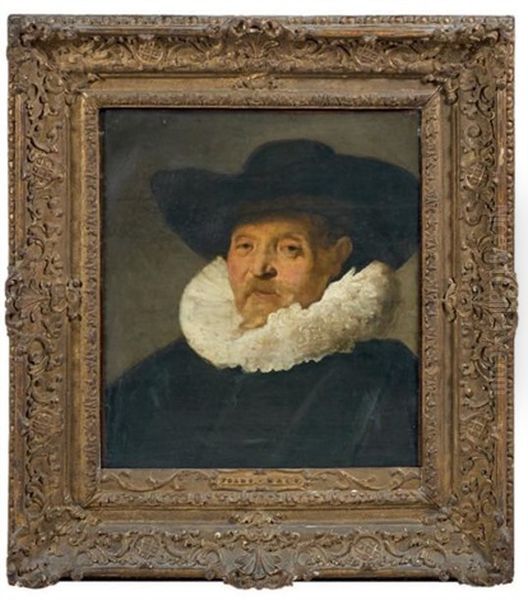 Portrait D'homme Au Chapeau Noir Oil Painting by Frans Hals