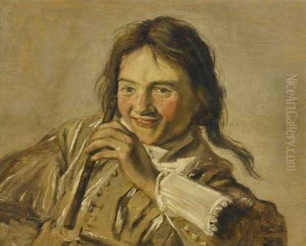 A Young Boy With A Flute Oil Painting by Frans Hals