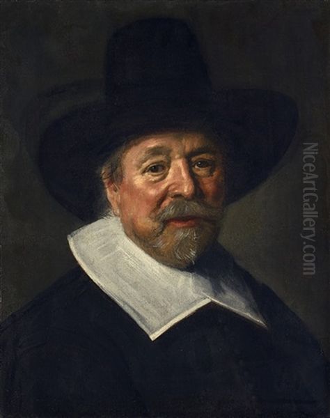 Bildnis Eines Mannes Mit Hut (reverend John Livingston?) Oil Painting by Frans Hals