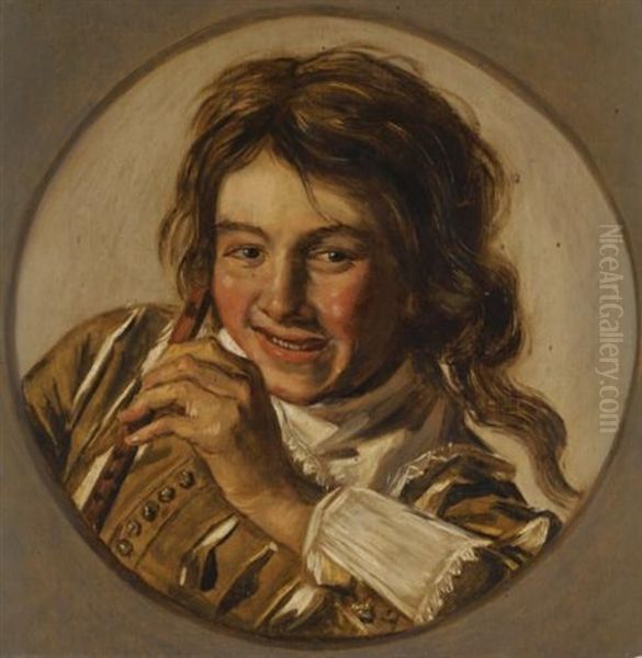 A Young Boy Playing The Flute Oil Painting by Frans Hals