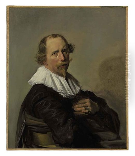 Portrait Of A Gentleman In A Black Coat Oil Painting by Frans Hals