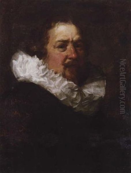 Portrait Of A Gentleman With A White Collar Oil Painting by Frans Hals