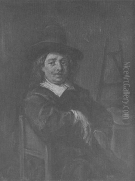 Portrat Eines Malers, Der Seitlich Eines Tisches Sitzt Oil Painting by Frans Hals