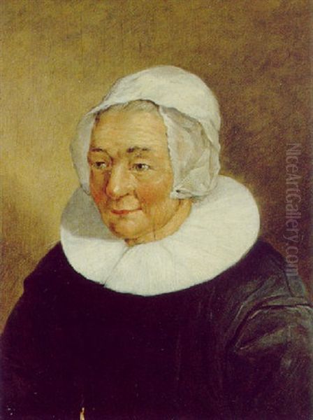 Bildnis Einer Frau Mit Weiser Haube Oil Painting by Frans Hals