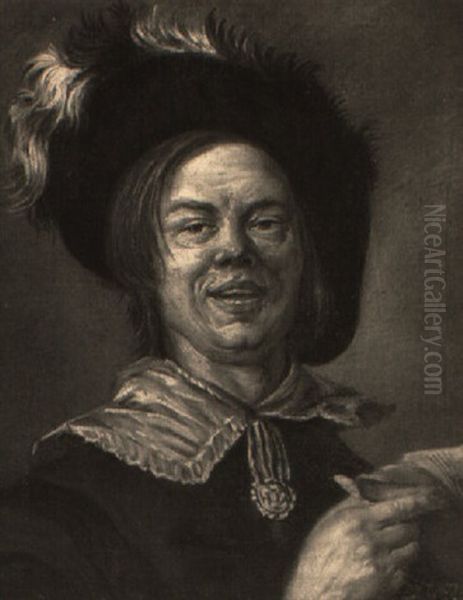 Portrait Of A Young Man In A Black Feathered Hat Holding A Sheet Of Music Oil Painting by Frans Hals