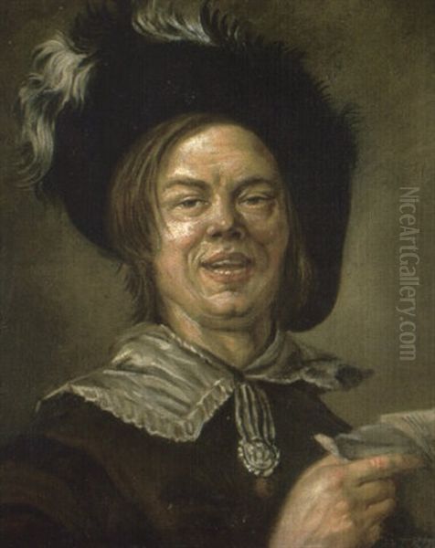 Portrait Of A Young Man, Bust-length, Holding A Sheet Of Music Oil Painting by Frans Hals