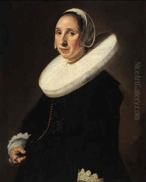 Portrait Of A Woman With A White Ruff Oil Painting by Frans Hals