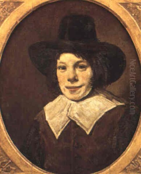 Portrait Of A Young Boy With A Hat And A Lace Collar Oil Painting by Frans Hals