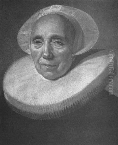 Portrait Of A Lady Wearing A Black Costume With A White     Ruff Oil Painting by Frans Hals