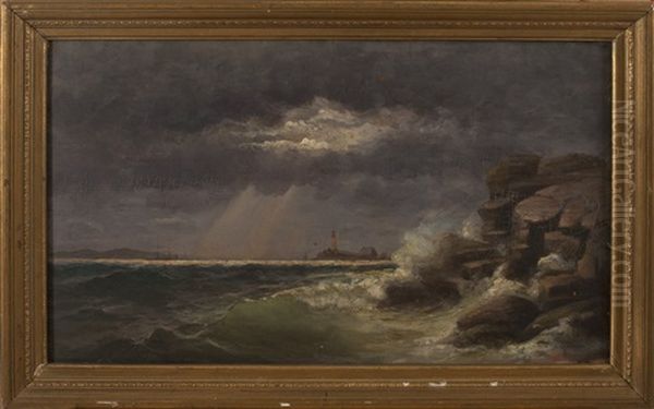 Stormy Coast Off Boston Light Oil Painting by William Formby Halsall