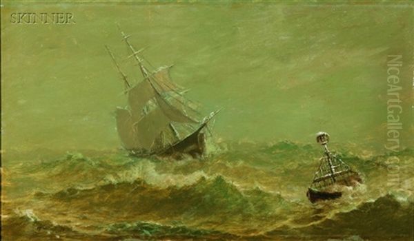 Ship On The High Seas (+ Yacht; 2 Works) Oil Painting by William Formby Halsall