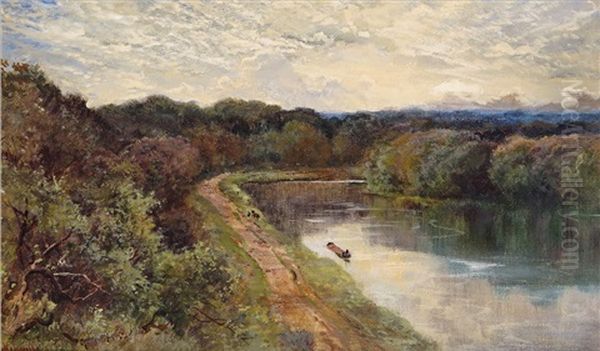 The Thames, Near Pangbourne Oil Painting by Keeley Halswelle