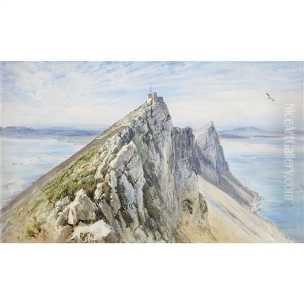 A View Of Gibraltar (the Rock Of Gibraltar) Oil Painting by Keeley Halswelle