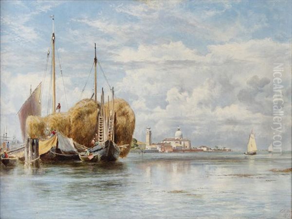 Hay Barges, Venice Oil Painting by Keeley Halswelle