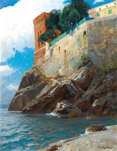 Zoagli  (riviera De Levante) Oil Painting by Willy Hamacher