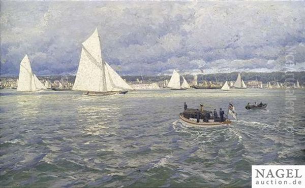 Sailing Regatta At Cowes Oil Painting by Willy Hamacher