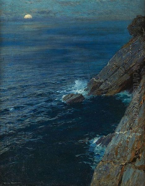 Lever De Lune Sur La Falaise Oil Painting by Willy Hamacher