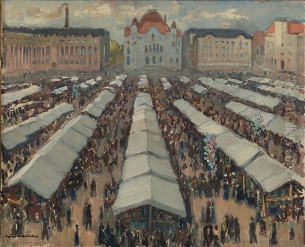 Fair By The Railway Square In Helsinki by Vaeinoe Haemaelaeinen