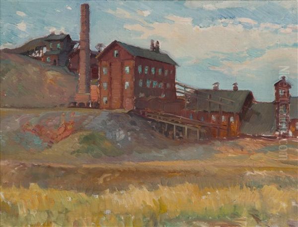 The Collper Factory In Outokumpu Oil Painting by Vaeinoe Haemaelaeinen