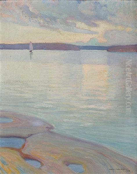 Evening Light Oil Painting by Vaeinoe Haemaelaeinen