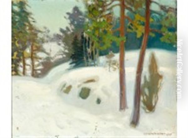 Winter's Day Oil Painting by Vaeinoe Haemaelaeinen