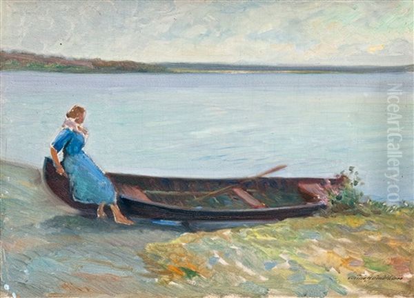 Girl And Rowboat by Vaeinoe Haemaelaeinen