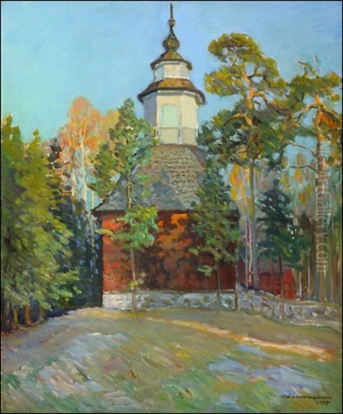 Karunan Kirkon Tapuli Seurasaaressa Oil Painting by Vaeinoe Haemaelaeinen